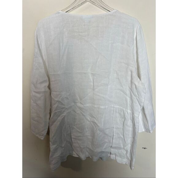 J.Jill PureJill White Linen Relaxed Tunic Top Size XL Casual Boho - Picture 3 of 5